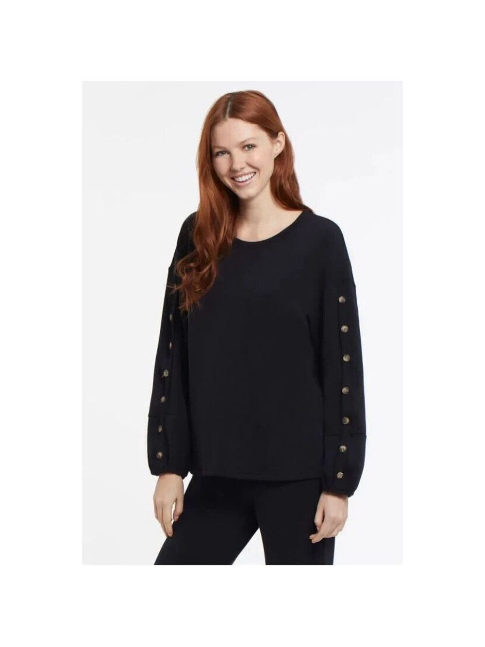 Avenue Women's Top Elena Long Sleeves Buttons Pluse Size S